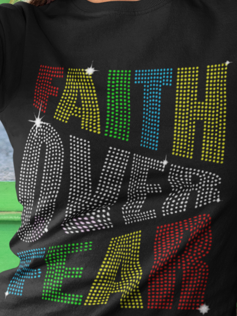 Faith Over Fear Multi Rhinestone Tee